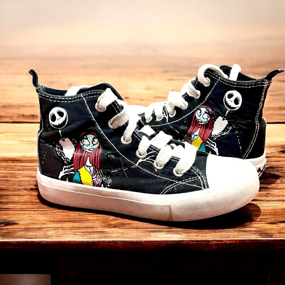 Kids Unisex Nightmare before Christmas Jack and Sally black high top sneakers - Picture 4 of 10
